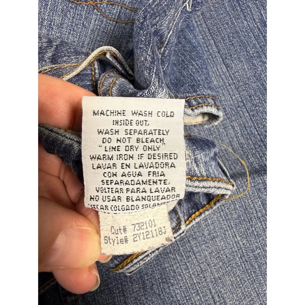 LEI Denim Jeans Women 13 Flare‎ Bootcut Blue Wash Distressed Pockets
